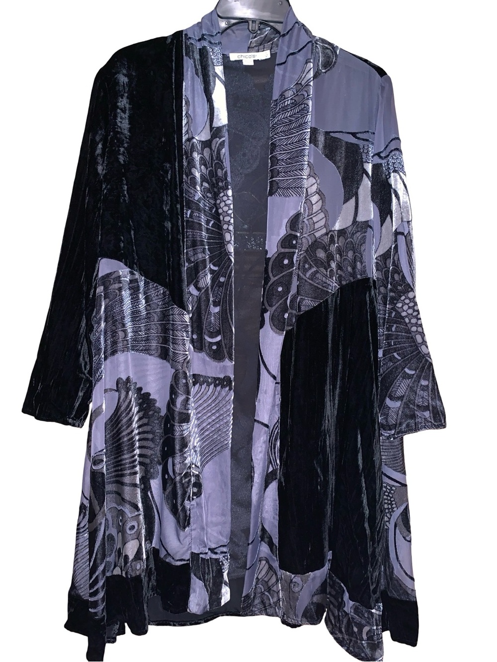 Chico’s Velvet Burnout Kimono Boho Cardigan Size 1 (Medium)